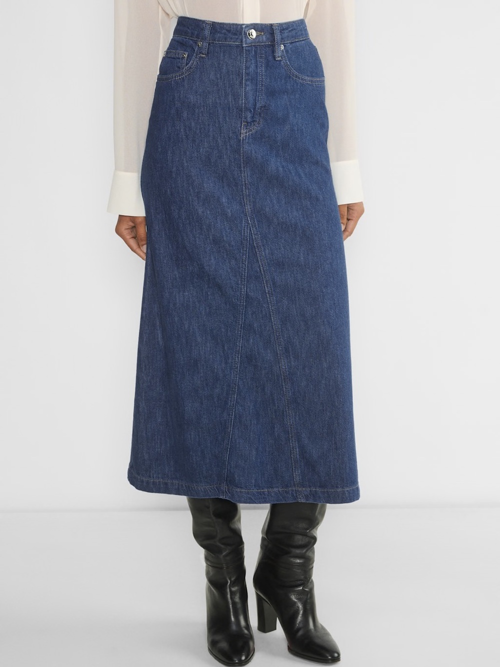 Aritzia Wilfred Limelight Maxi Denim Skirt in size 6 NWT